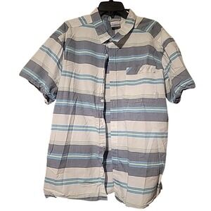 Columbia Men Button Down Shirt Short Sleeve Cotton Blue Size 2XL‎ Regular Fit